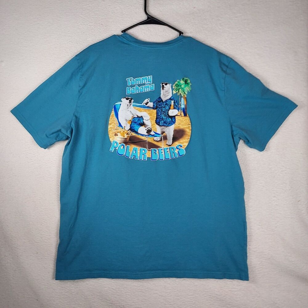 Tommy Bahama Polar Bears Graphic T Shirt Mens XXL Blue Tropical Beach Cotton